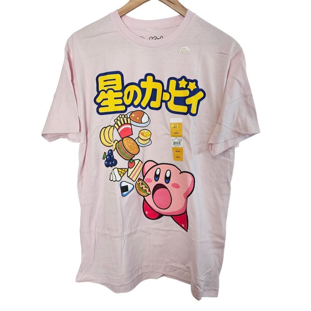 Kirby Shirt Womens Large Graphic Tee Nintendo Pink Gaming Cartoon Kidcore Anime